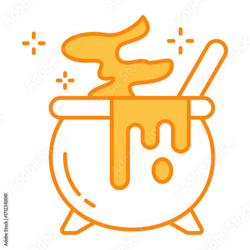 Cauldron Filled Outline Icon Vector Illustration