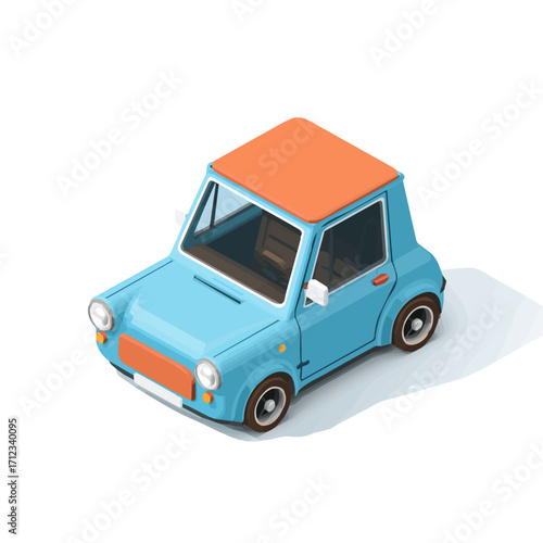 Flat 2D Electric Toy Car vector illustration, icon graphic on white background