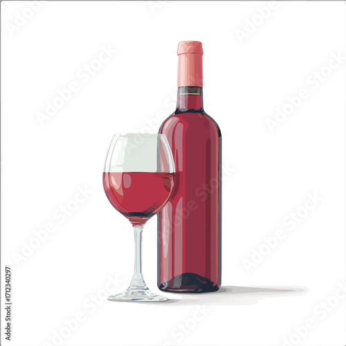 Wine, 2D flat vector illustration in icon style, isolated on a white background