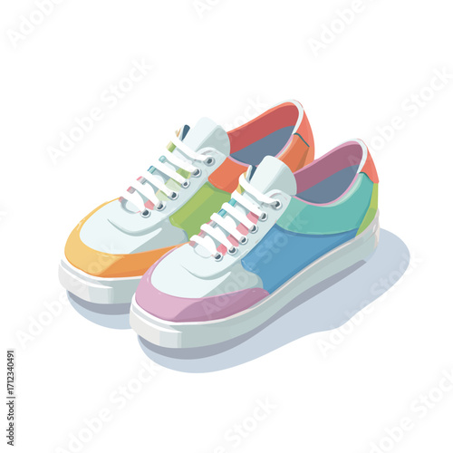 Flat 2D Bowling Shoes vector illustration, icon graphic on white background