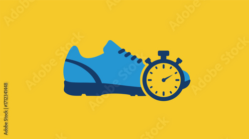 Running shoe and stopwatch represent exercise and time management