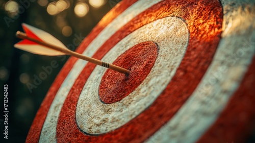 Bullseye success concept with arrow in target center