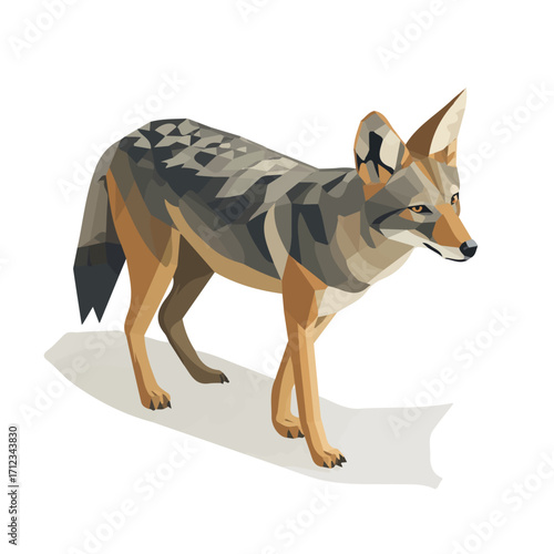 Flat 2D Jackal vector illustration, icon graphic on white background