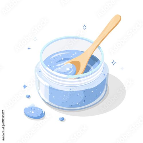 2D flat vector graphic of a Facial Scrub in icon style, isolated on white background