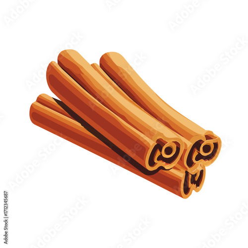 2D flat vector graphic of a Cinnamon in icon style, isolated on white background