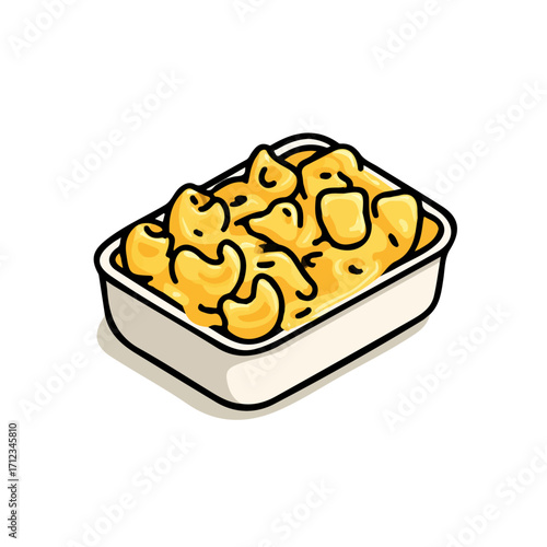 Minimal 2D flat vector of a Mac And Cheese, icon-style illustration on a white background