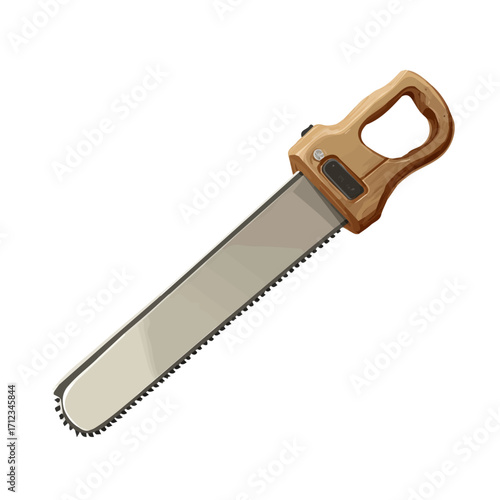 Handsaw, 2D flat vector illustration in icon style, isolated on a white background