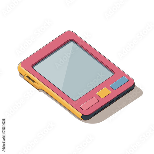 Flat 2D E-reader vector illustration, icon graphic on white background