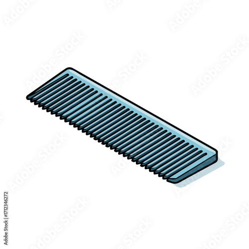 Comb, 2D flat vector illustration in icon style, isolated on a white background