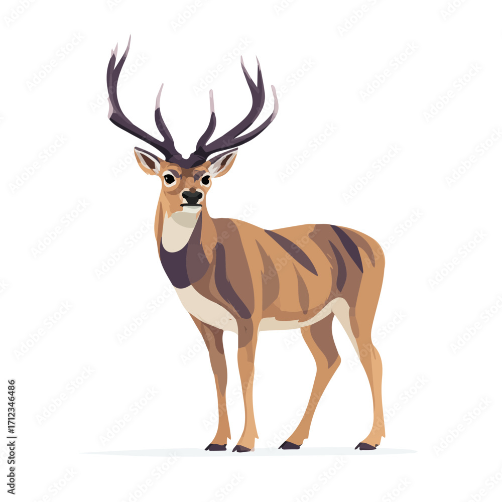 Fototapeta premium Minimal 2D flat vector of a Deer, icon-style illustration on a white background