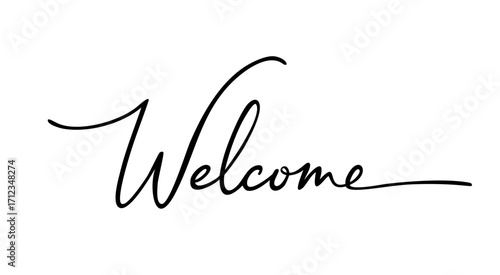 Welcome. Hand Drawn Calligraphy Sign. Welcome, Hand Lettering. Vector illustration.