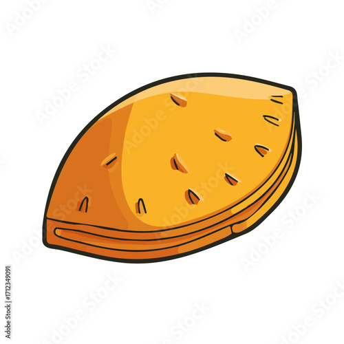 Flat 2D Empanada vector illustration, icon graphic on white background
