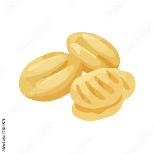 Minimal 2D flat vector of a Gnocchi, icon-style illustration on a white background