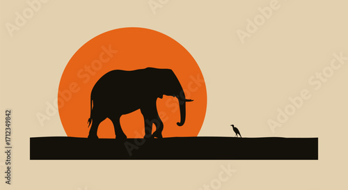 elephants in the sunset