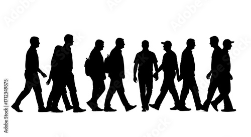silhouette people go set isolated on white background
