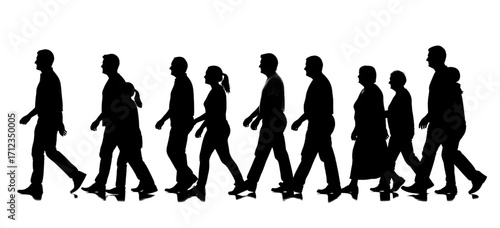 silhouette people go set isolated on white background
