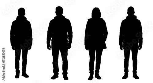silhouette people go set isolated on white background