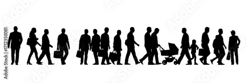 silhouette people go set isolated on white background