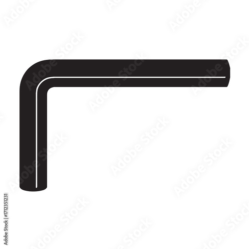 black and white silhouette of Allen key vector on white background