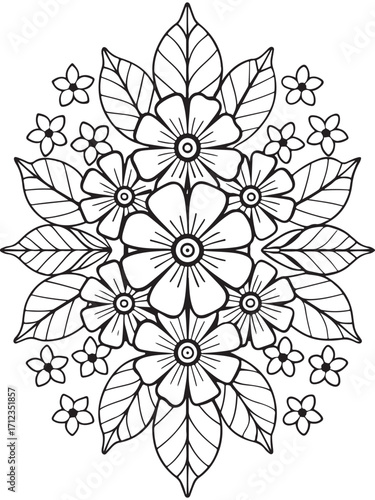 doodle floral pattern black white page