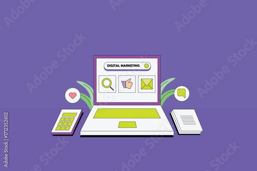 Digital marketing strategy for an online business by evaluating SEO, social media, and email campaigns, while making notes and calculating marketing budget