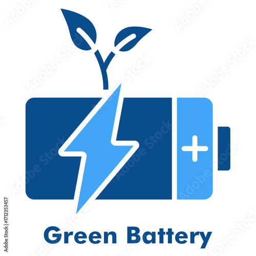 Green Battery Duo Tone Vector Icon