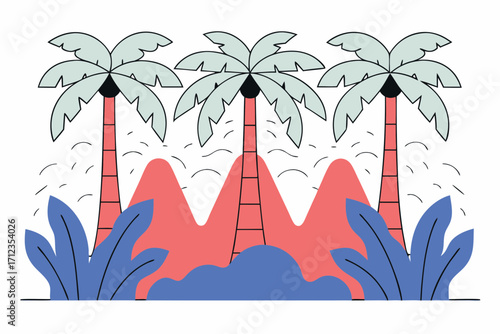 vector illustration of a tropical island