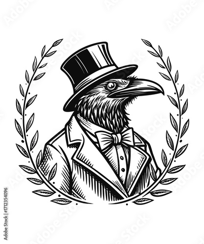 Dapper Crow Dressed For Evening Silhouette