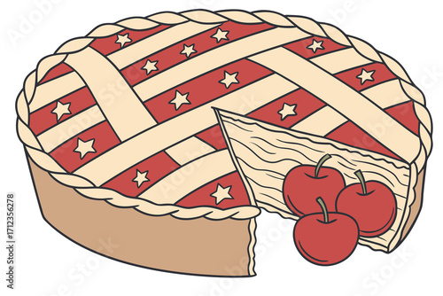 Delicious apple pie with stars and lattice crust, perfect for patriotic celebrations and festive gatherings.