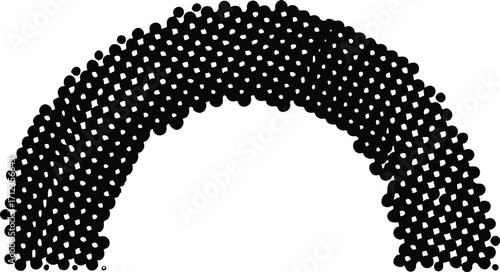 Abstract black and white halftone pattern forming a curved shape.