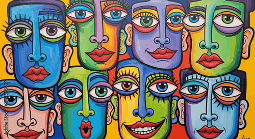 Abstract Human Face Vector Illustration with Colorful Geometric Shapes Modern Artistic Design