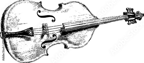Violin instrument in a detailed sketch style. Black and white vector illustration showcasing artistry and musical heritage.