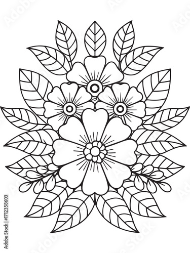 doodle floral pattern black white page