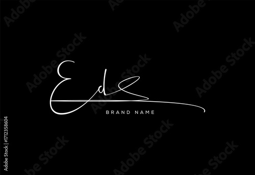 ED letter beauty cursive handwriting logo.
