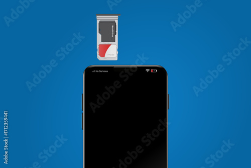 Realistic Smartphone with Dual Slot Sim card and Micro SD Tray Vector Illustration