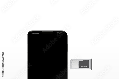 Realistic Smartphone with Dual Slot Sim card and Micro SD Tray Vector Illustration