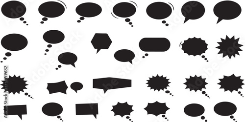 Comic Speech and Thought Bubble Icons – Dialogue, Chat, Message, Communication and Cartoon Callout Vector Set