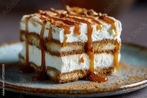 Biscoff Cookie Butter Tiramisu Slice Styled Rustic