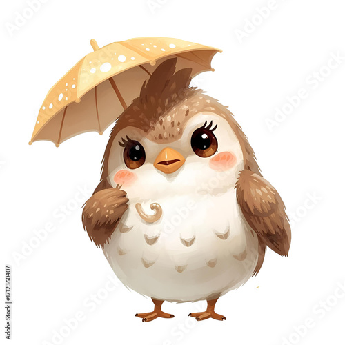 owl cute umbrella adorable character funny cartoon bird