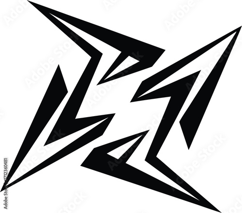 Sharp geometric emblem, stylized star shape, modern design element