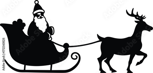 Santa sleigh silhouette vector illustration