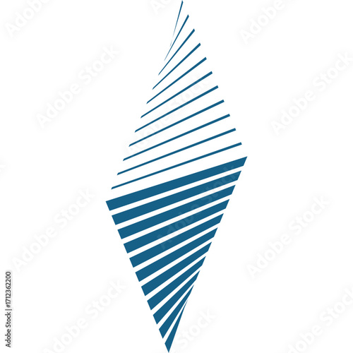 Abstract Blue Diamond Shape with Striped Lines for Modern Geometric Design