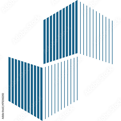 Abstract Blue Hexagon Shapes with Striped Lines for Modern Geometric Design