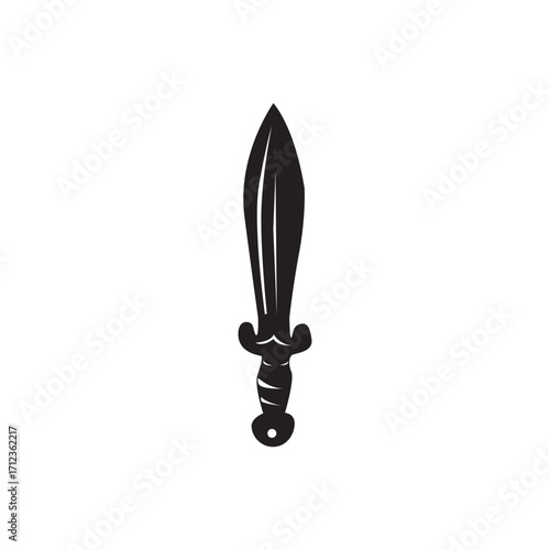 Ornate sword icon. Stylized sword silhouette, great for fantasy, history, or gaming designs.