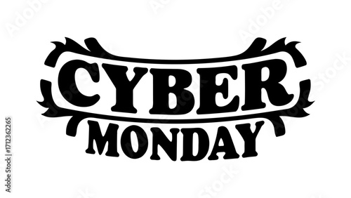 Cyber Monday Typography silhouette vector.