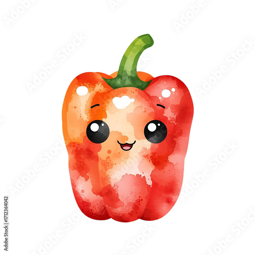paprika red cute face adorable cartoon vegetable illustration