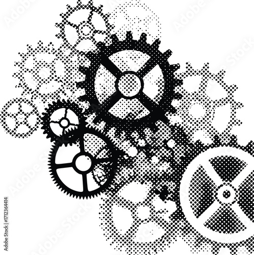 Complex Intertwined Gears in a Detailed Mechanical Design.