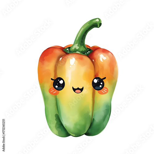 paprika green orange cute face cartoon funny illustration