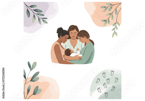 Illustration showcasing various breastfeeding positions for mothers and infants.