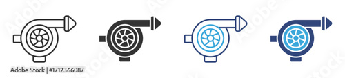 Automotive turbocharger icon set, Automotive turbocharger symbol. Auto engine sign. Vehicle part power icons, vector illustration 